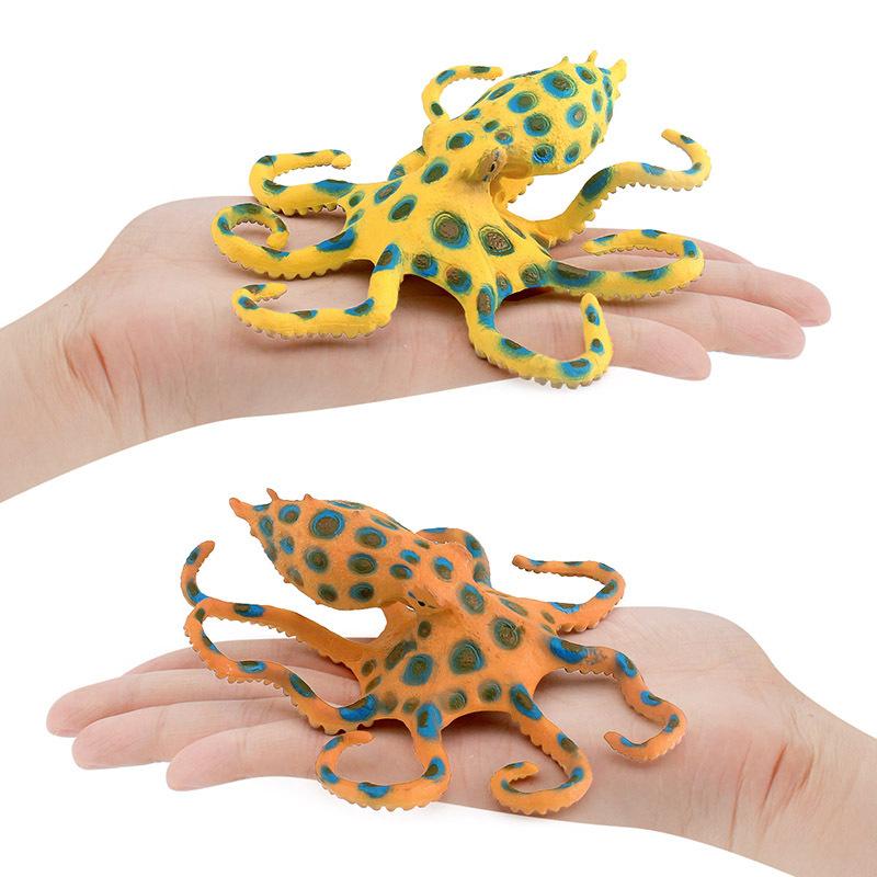 Children'S Cognitive Simulation Marine Animal Blue-Ringed Octopus Model Submarine Creature Blue-Ringed Leopard-Print Octopus Desktop Ornament