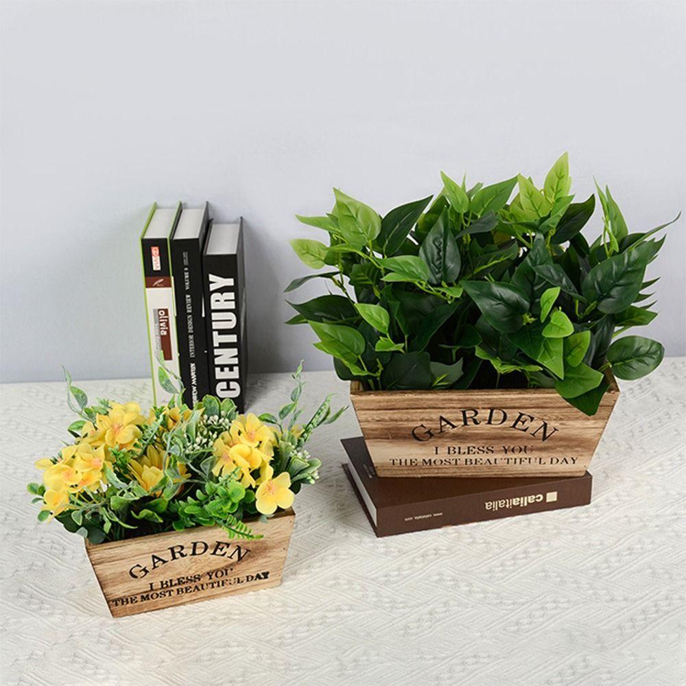 

Rectangle Succulent Flower Pot Wood Boxes Planter Retro Wood Flowerpot