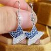 Elegant Female Small Blue White Red Stone Star Hoop Earrings Trendy Fashion Silver Color Wedding Jewelry For Women