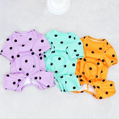 Lovely Tail Button Design Bright Color Pet Bodysuit Puppy Dog Four-legged Polka Dot Romper Daily Wear