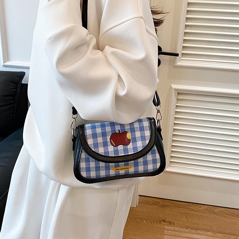 Autumn Popular Plaid Small Bag Women's New Fashion Simple Underarm Small Square Bag Casual Commuter Messenger Bag