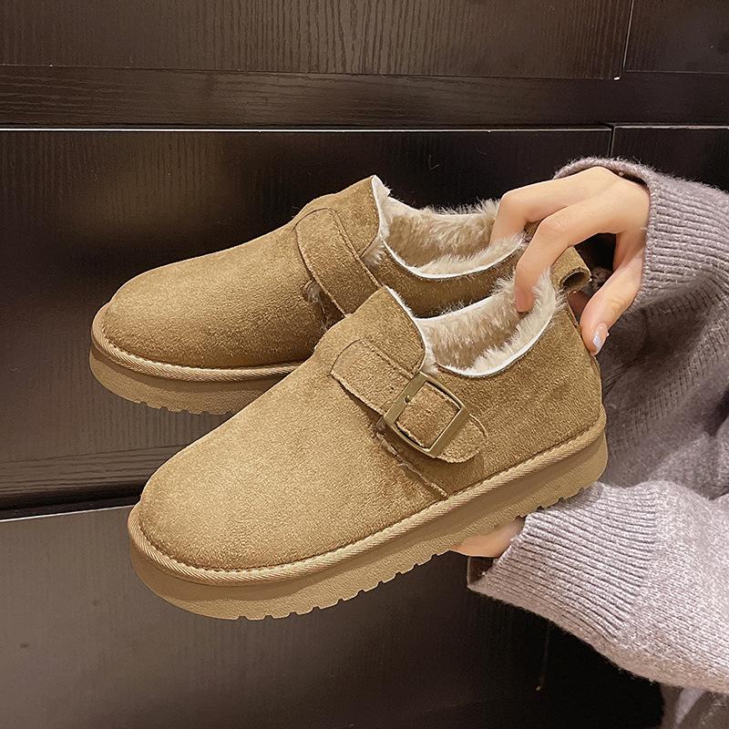 Women's Large Size Mid-calf Soft Sole Heightening Winter Warm Fur One Anti-slip Snow Boots Plush Lined Ankle Boots Outdoor Sports Cotton Boots