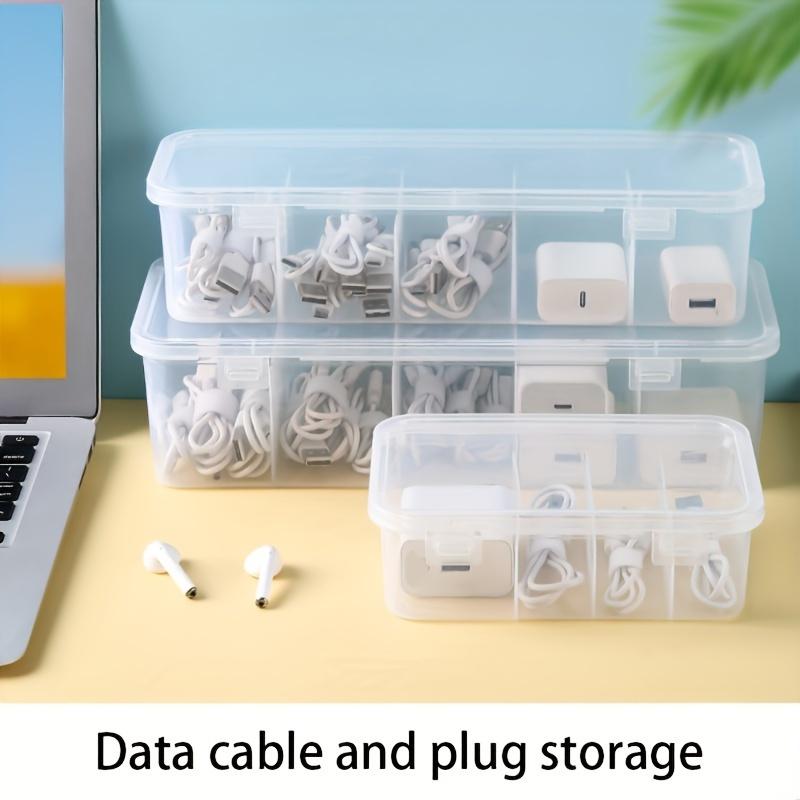 2pcs Plastic Versatile Cable Organizer Box Charger Cable Storage Organization Home Office Desktop Storage Containers Storage Box