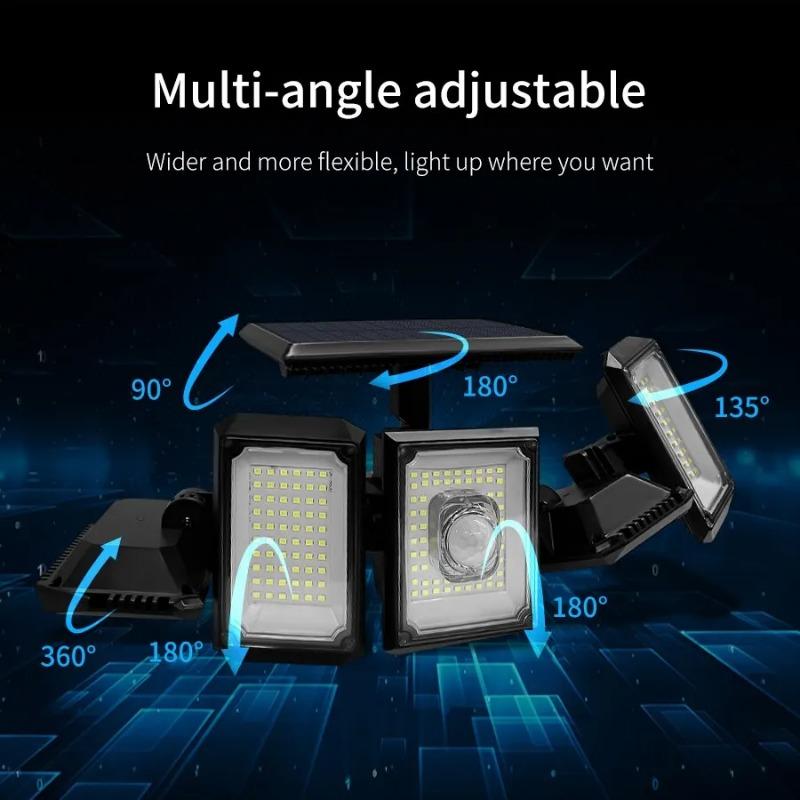 Lumini solare de exterior cu 300 LED-uri LED Solor cu senzor de mișcare Lampă de perete Solor impermeabilă, reglabilă pentru decorarea grădinii