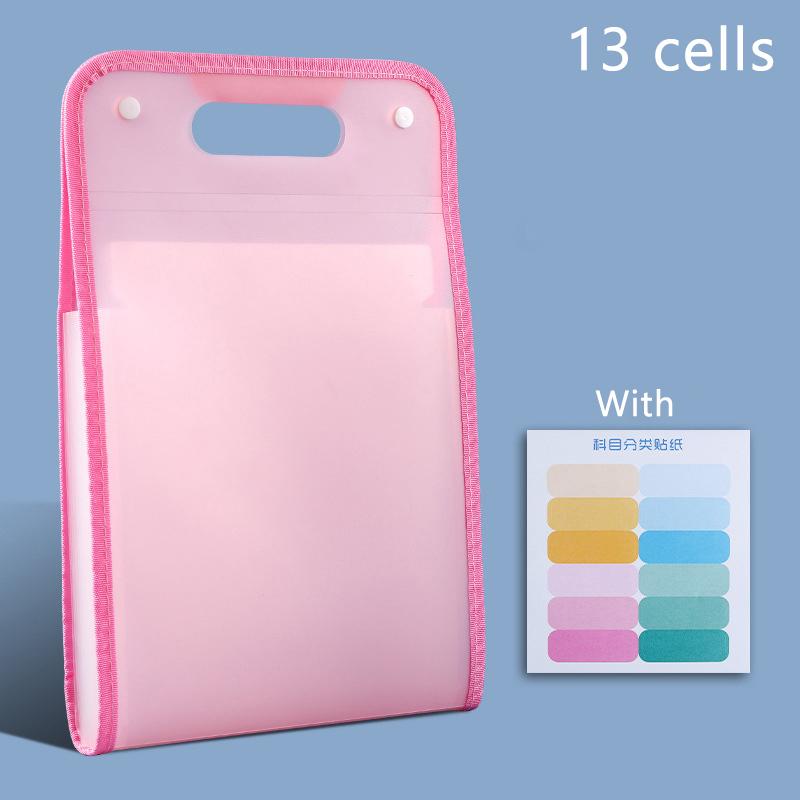 A4 Macaron Vertical Binding File Bag Student Test Paper Storage Bag 13 Cell Portable Organ Bag, Office School Supplies