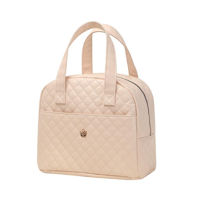 

Изолированная сумка для ланча из искусственной кожи, женская водонепроницаемая сумка для ланча для женщин, многоразовая женская сумка для ланча, многоцелевая бежевая сумка для ланча бежевый