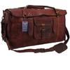 Mens Vintage Genuine Leather Flap Duffel Carry On Weekender Travel Bag 24"