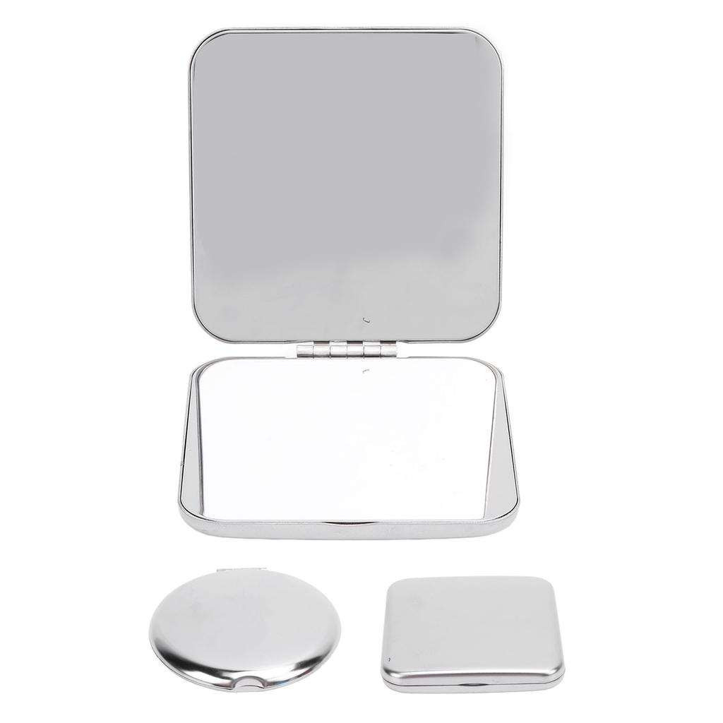 Pocket Mirror Portable Stainless Steel Compact Mirror Metal Handheld Drop Resistant Double Sided Mir