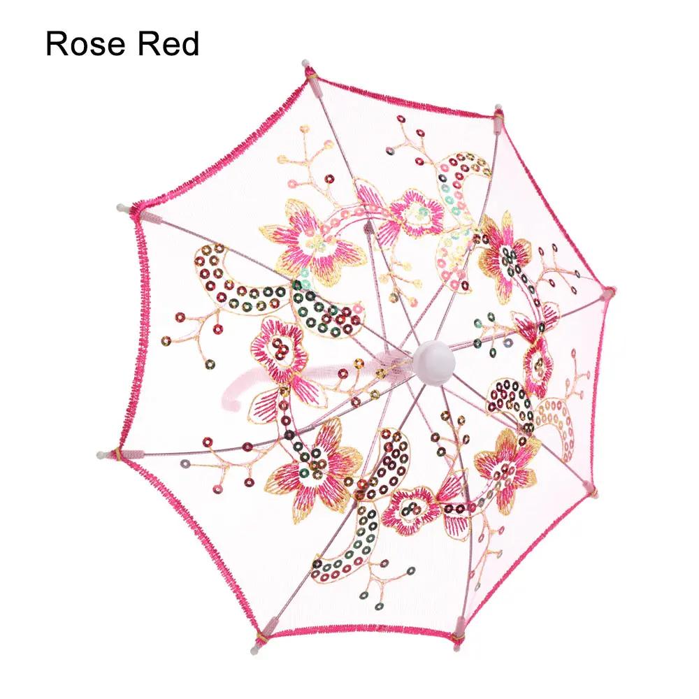 New Lace Embroidered Sunshade Umbrella Rain Gear For Handmade Doll Accessories Kids Birthday Gift