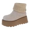 Women's Fur Mouth Large Size Winter Warm Fur One Snow Boots Padded Lining Ankle Boots Non-slip Hiking Sports Cotton Boots