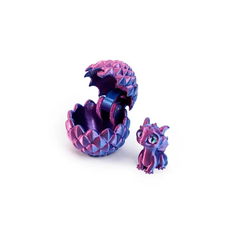 Q Version Creative 3D Printable Hatchable Mini Dragon Egg Set Hatchling Model Halloween Easter Gifts & Desktop Decorations