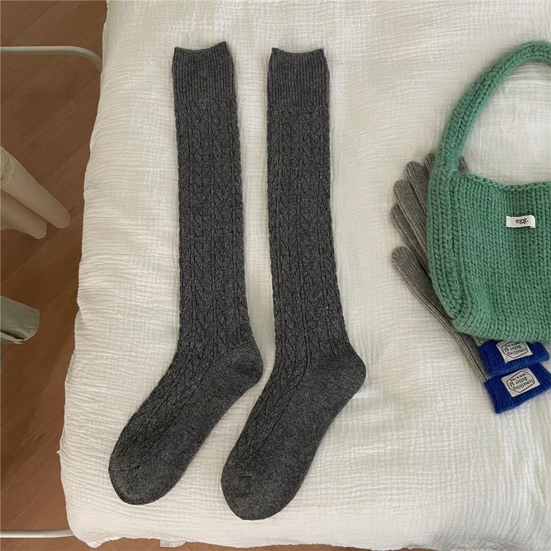

Ladies Autumn Winter Thickened Vintage Wheat Ears Wool Calf Pile Pile Socks 1 pair темно-сірий