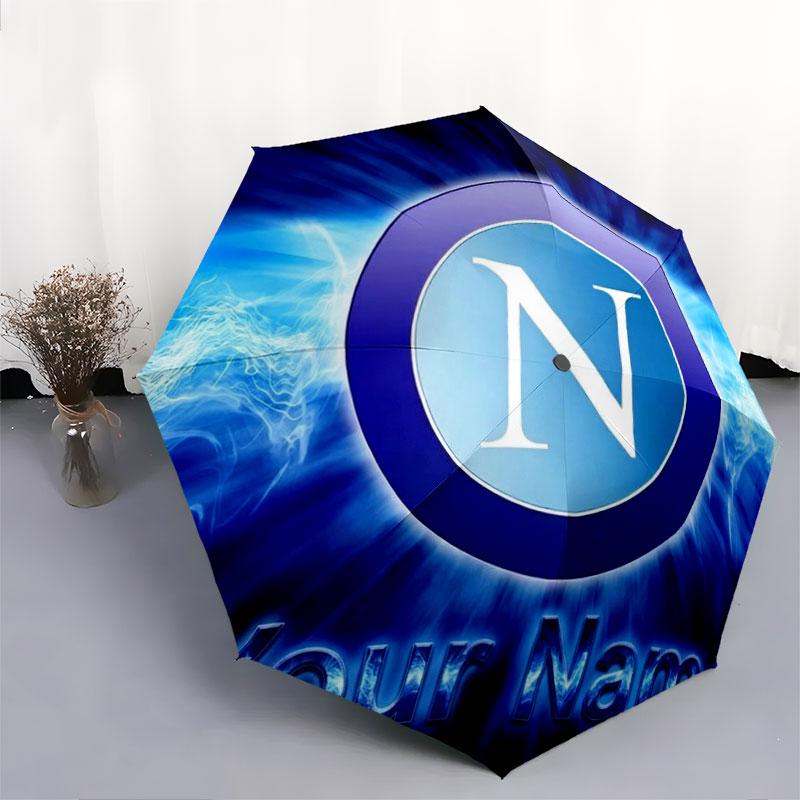 1 PC Automatic Folding Umbrella - SSC Napoli Custom Name Pattern, Portable & Foldable Design with 8 Ribs, Christmas Birthday Gifts