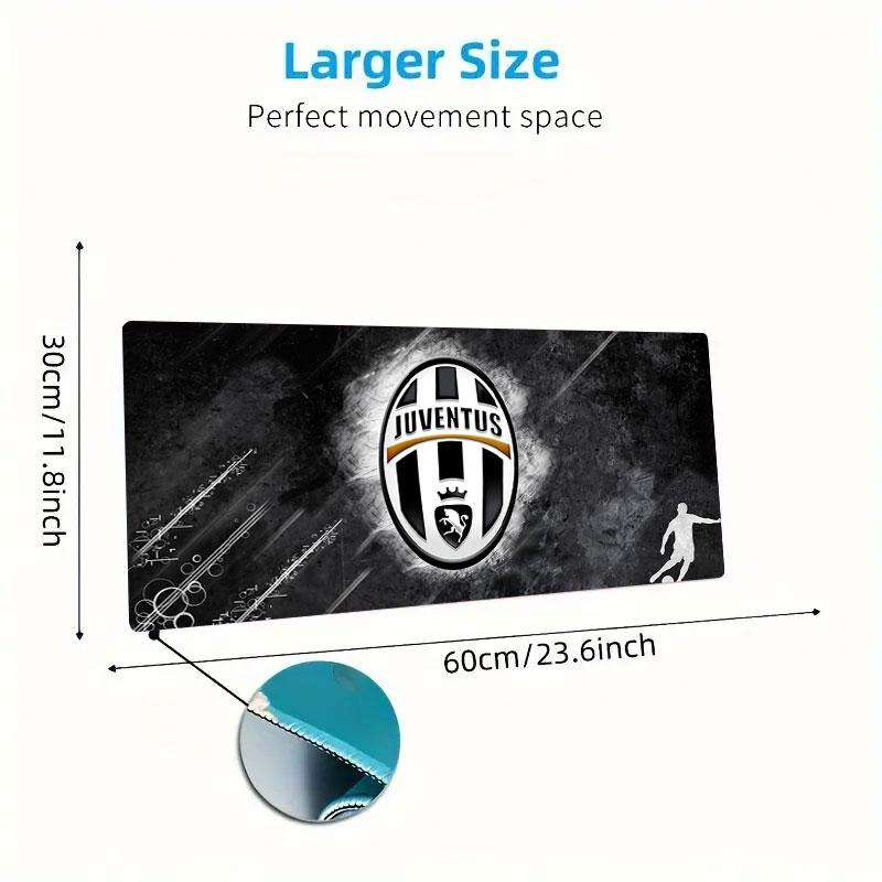 Tappetino Mouse Juventus FC, Tappetino da Scrivania XXL per Gaming, Mousepad Antiscivolo XXL per Laptop e Tablet, Tappetino da Gioco per Mini PC con Bordi Cuciti