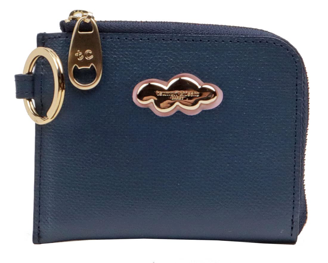 Мини-кошелек Tsumori Chisato с логотипом-облаком темно-синий с молнией L-образной формы компактный кошелек 11530₽