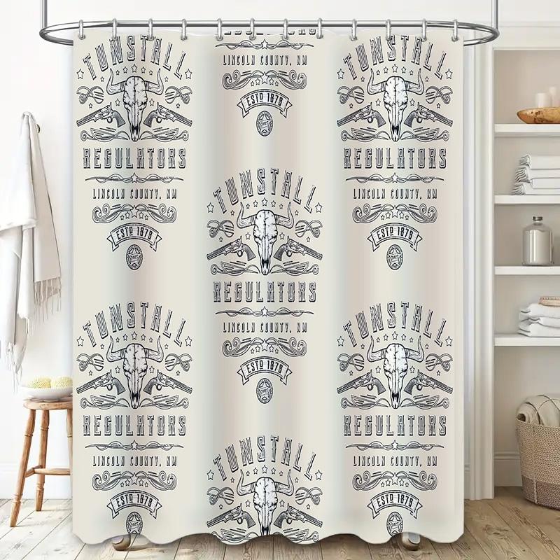 Rustic Western Shower Curtain Cow Skull Desert Landscape Farmhouse Bathroom Decor Vintage Country Home Decor Shower Curtain Set