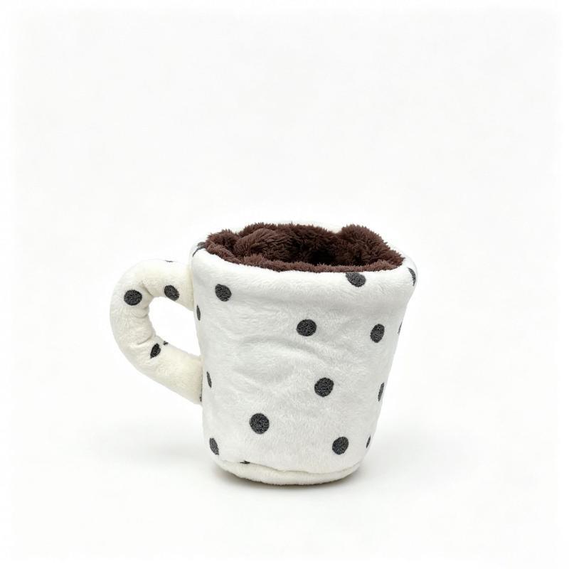 Creative Coffee Cup Bag Pendant Polka Dot Spill-Proof Funny Design Keychain Charm for Purse Decoration