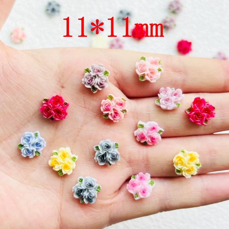 50 Pcs New Mixed Nail Art Resin Mixed Color Three Peach Blossoms Charms Rhinestones Diy Craft For Nail 3D Decorations A42