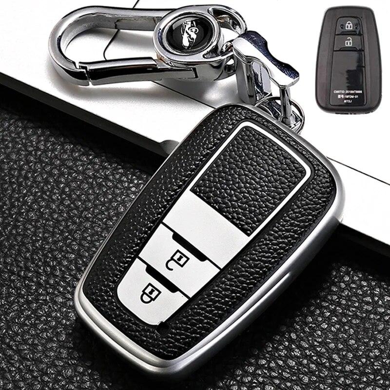 Funda de llave de control remoto para coche estilo cuero Fob para Toyota Prius Camry Corolla CHR C-HR RAV4 Land Cruiser Prado llaveros Accesorios