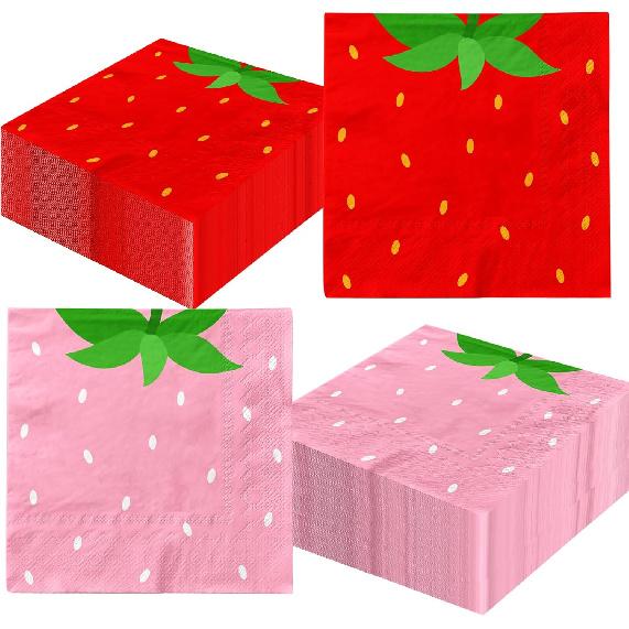 40pcs Strawberry Napk, Berry First Birthday Napk for Berry Sweet Baby Shower Party Supplies, Strawberry Birthday Decorations
