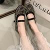 Fashion 2025 Mesh Breathable Rhinestone Fashion Versatile Women's New Fashion Style Belt Flat Soft Soled Mary Jane Shoes Womens Shoes