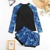2026 Women's Long Sleeve Print Splicing Tankini Swimsuit