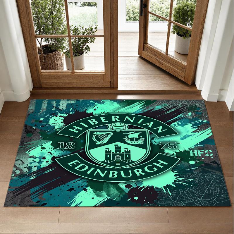 Hibernian FC Design Crystal Velvet Rug Soft Decorative Mat for Bedroom Entrance
