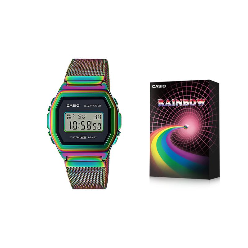

Casio YOUTH series - small metal squares, special gift box, classic retro small squares, fashion sports, quartz movement, Japanese and A1000PRW-1PR чорний