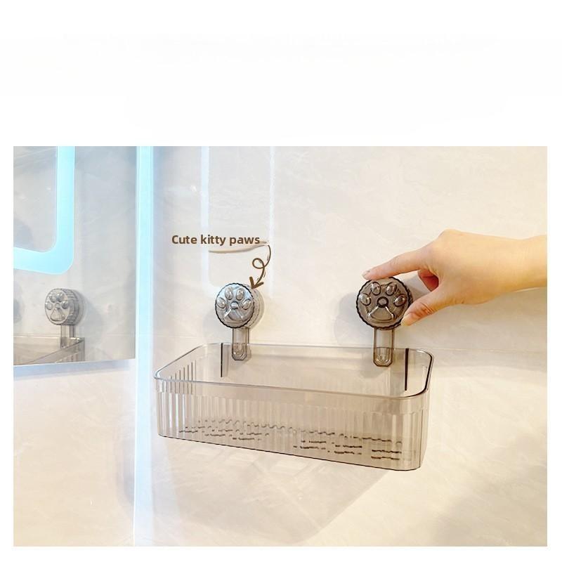 Suction Cup Bathroom Sink Cosmetics Storage Box - No Drilling Required Wall-Mounted