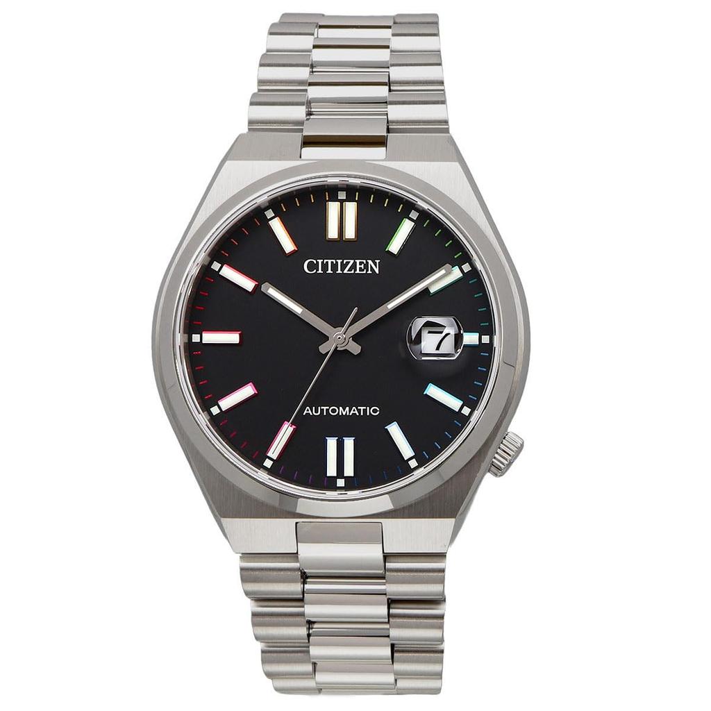 CITIZEN TSUYOSA Collection AUTOMATIC Watch Black with Sapphire Rainbow Overseas Model Men's NJ0151-53E, Crystal, Indexes, Silver, [Used]