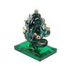 God Ganesh Sitting with Base Statue (Murti) Idol Showpiece Handmade of Crystal Glass by for Worship, Decoration, Car Dashboard, Gift (Dark Green),