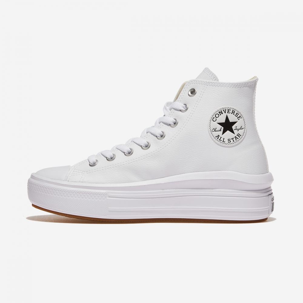 Converse Chuck Taylor All Star Move Leder Weiß Hoch A04295c Weiß Schwarz Weiß