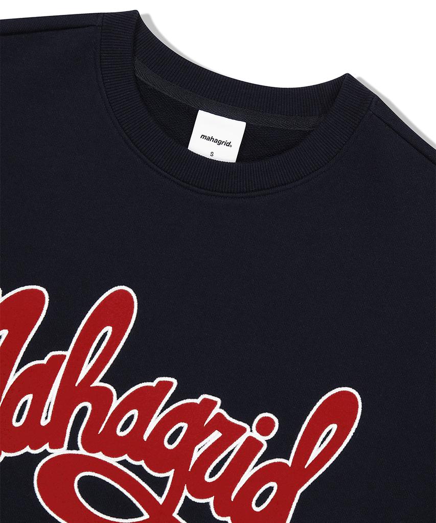 MAHAGRID Curved Logo Sweatshirt Navy(Mg2Dsmm440A)