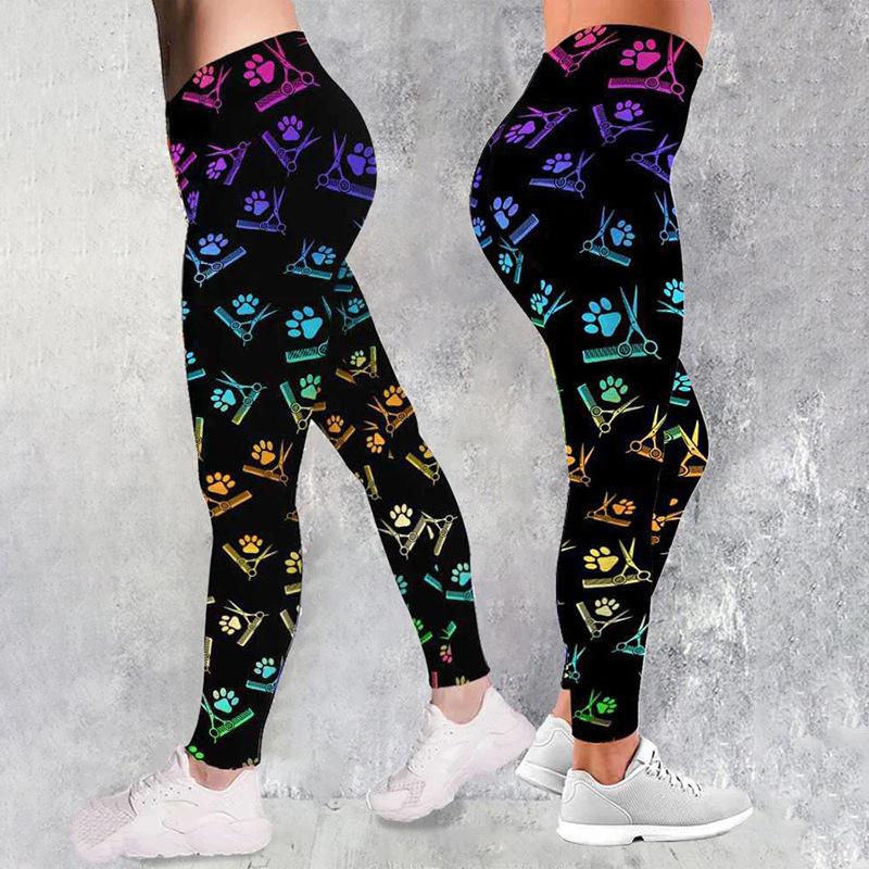 High-Waisted Black 3D Print Yoga Pants: Slimming & Tight Fit for Fitness