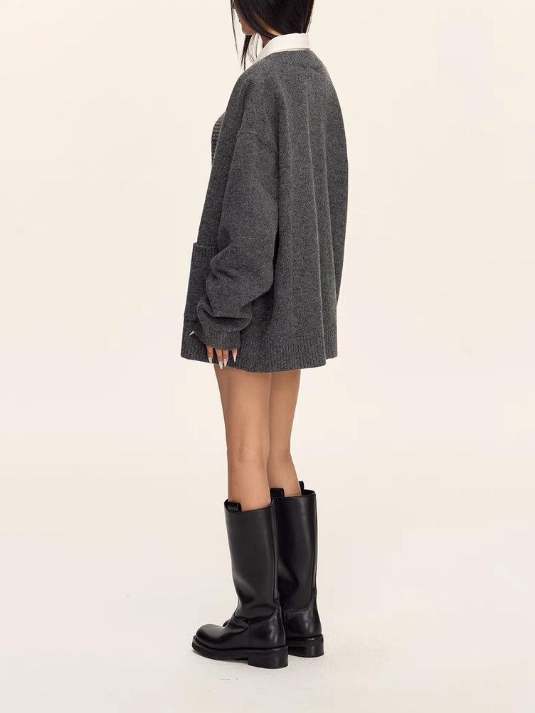 Plus Size Unisex Autumn/Winter Loose Fit Slimming Knitted Cardigan Sweater