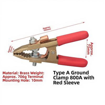 800A Brass Earth Cable Clamp for Grounding Applications In Gas Shielded Welding Argon Resistance and Stud Welding Heavy Duty Use