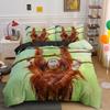 Orangutan Duvet Cover King Queen Size Cute Monkey Bedding Set Palm Leaves Tropical Botanical Polyester Comforter Cover for Adult