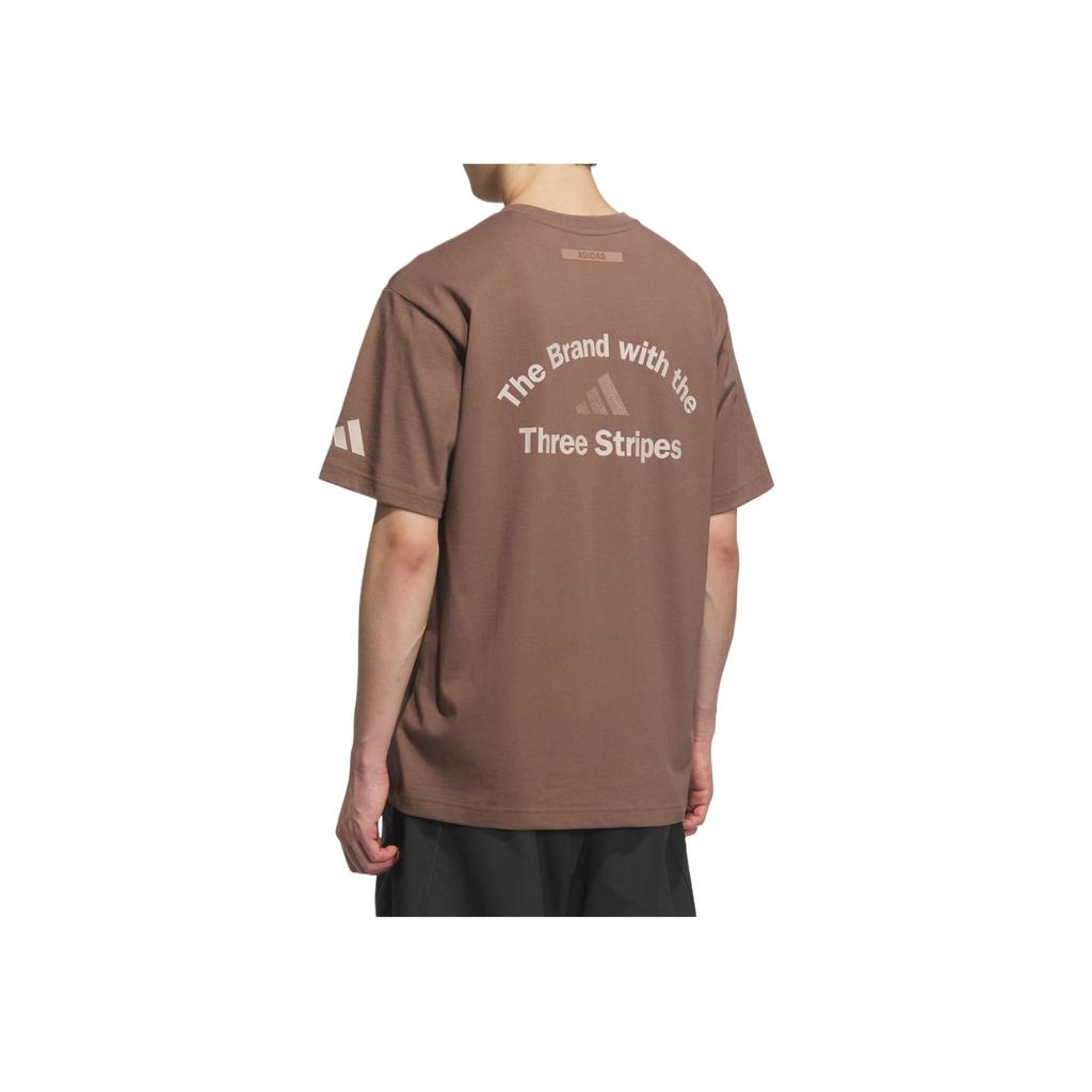 adidas Gfx Short Sleeve T-Shirt Comfortable Versatile Fashion Soft Solid Color Letter Short Sleeve T-Shirt Men Tops Brown KF0125