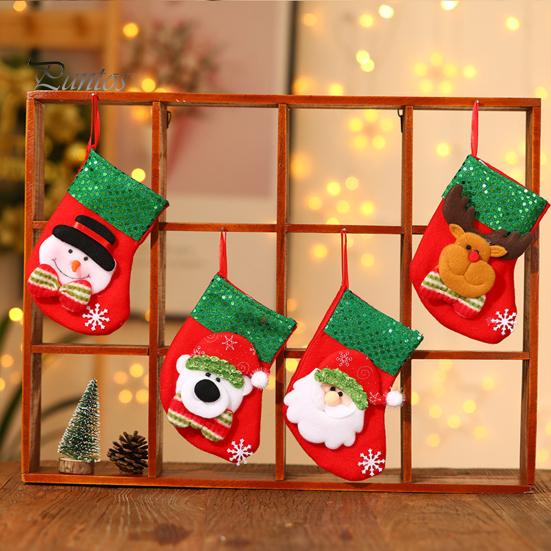 Christmas Stocking Cartoon Shape High Capacity Three Dimensional Wear Resistant Decorative Super Soft Merry Xmas Socks Gift Candy Bags
