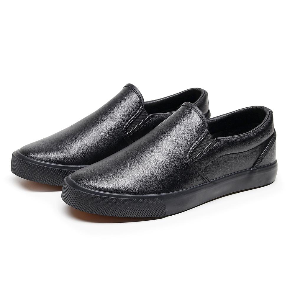 Schwarze wasserdichte Freizeitschuhe aus Mikrofaser für Herren und Damen mit flacher Sohle und weicher Sohle, verschleißfeste, rutschfeste Turnschuhe für Herren_voghion.com