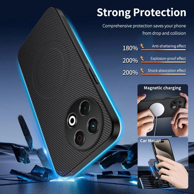 Magnetic Wireless Charging Phone Case For Tecno Spark 30C 30 Pro 4G Lens Protection Carbon Fiber Pattern Silicone Cover Cases