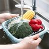 Double-Layer Drain Basket Lid Refrigerator Crisper Multifunctional Square Large Size Washing Vegetable Basket Kitchen Organizer