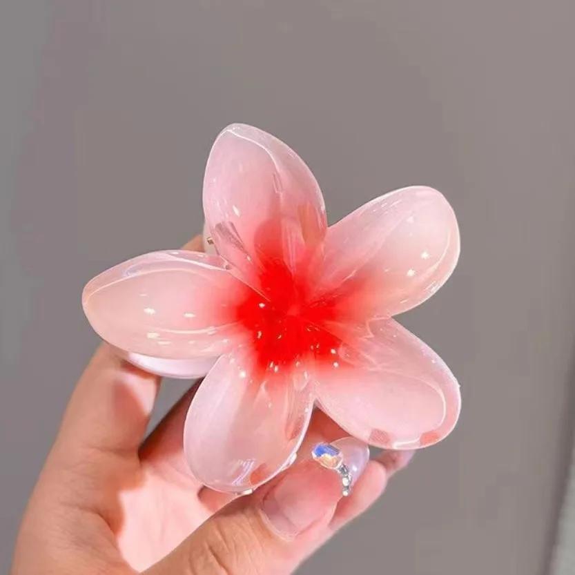 

New 8cm Gradient Egg Flower Hair Claw Grab Clips Women Colorful Summer Holiday Hairpin Hawaiian Style Headdress Hair Accessories червоний