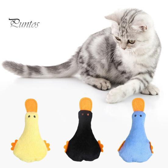 Teaser Cat Pet Duck Toy Cute Shape Contains Catnip Sound Paper Included Teeth Cleaning Clear Stomach Emotional Comfort PP Cotton Plush for Home
