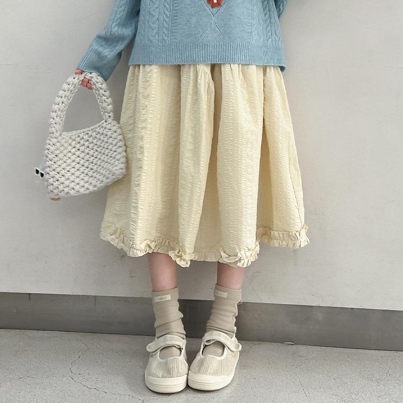 Strickpullover & Rock Set für Mädchen Herbst 2025 - Zweiteiler im koreanischen Stil für große Kinder.