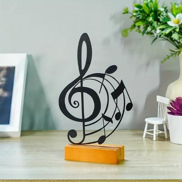 Kreative Metallmusiknoten-Kunst mit Holzsockel Dekoration Ornament