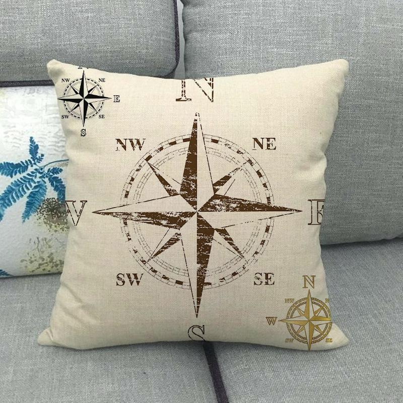 Nautical Elements: Rudder And Compass Digital Printing Short Plush Pillow Covers For Car Sofa Office Cushion Cover Home Goods