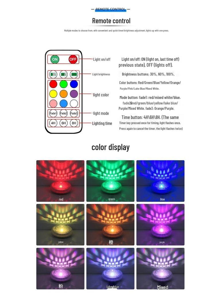 Synchronized Solar Pool & Bathtub Night Light – Waterproof, Color-Changing with Remote Control