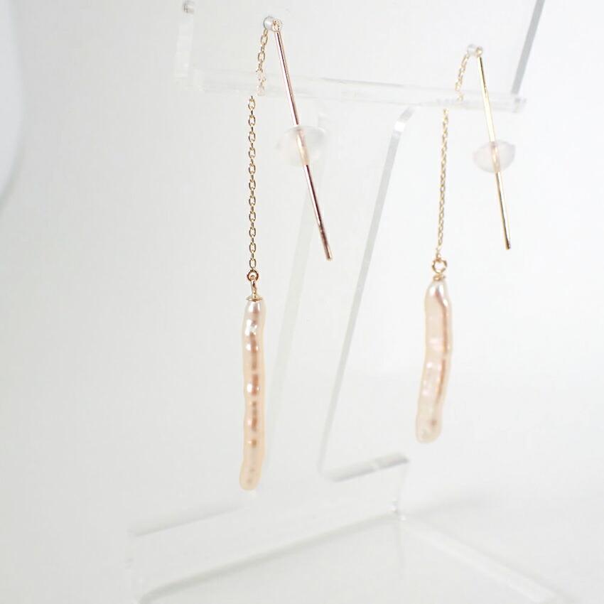 [New] K10 Freshwater Pearl/Long Chain Earrings/j33-2