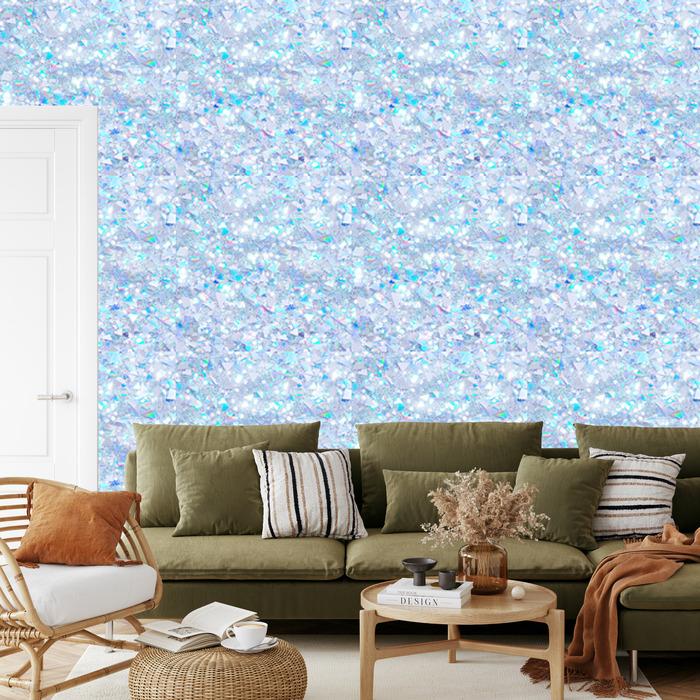 Iridescent glitter wallpaper azure, celadon and blue 50x1000
